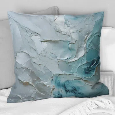 Design Art Silver Shimmer - Abstract Landscapes Printed Throw Pillow In Blue;gray