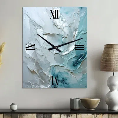 Design Art Silver Shimmer - Landscapes  Metal Wall Clock In Blue;gray