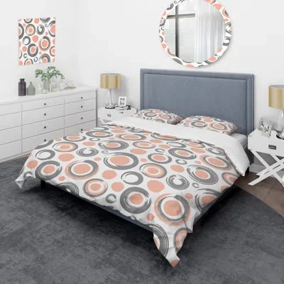 Design Art Silver/pink Microfiber 2 Piece Duvet Cover Set In Pink;silver