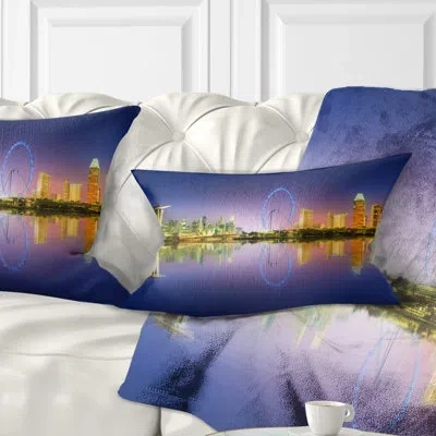 Design Art Singapore Skyline And Blue Sky - Cityscape Printed Throw Pillow