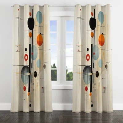 Design Art Singley Beige Suprematism Harmonic Equilibrium I - Modern Blackout Grommet Curtain - 1 Panel