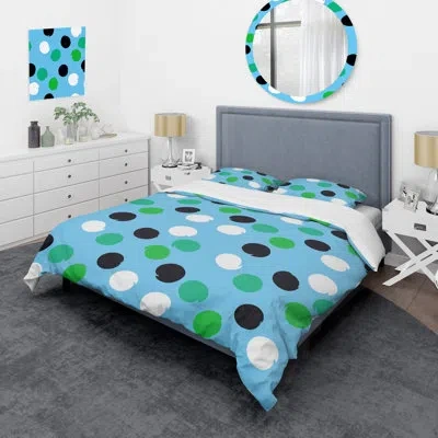 Design Art Sky Blue/green Microfiber 3 Piece Duvet Cover Set In Sky Blue,green