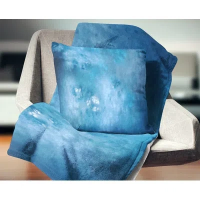 Design Art Sky With Stars - Abstract Printed Pillow In Blue