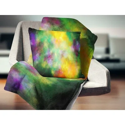 Design Art Sky With Stars - Abstract Printed Pillow In Yellow,green