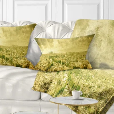 Design Art Skyline Paris Panorama With Scenic Sky Lumbar Pillow