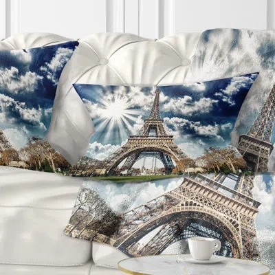 Design Art Skyline Photography Magnificent Paris Eiffel Tower View Lumbar Pillow