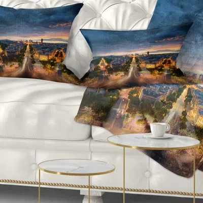 Design Art Skyline Photography Night Paris Amazing View Throw Pillow