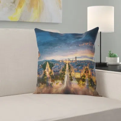 Design Art Skyline Photography Night Paris Amazing View Throw Pillow