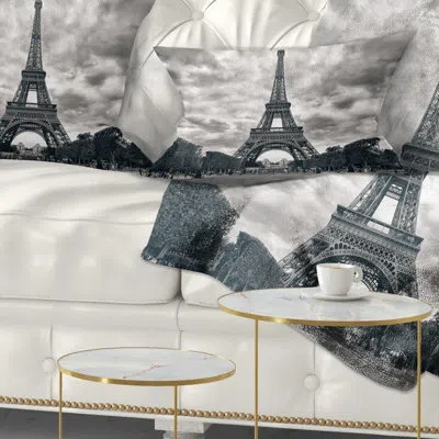 Design Art Skyline Photography Paris Eiffel Tower Under Dramatic Sky Lumbar Pillow