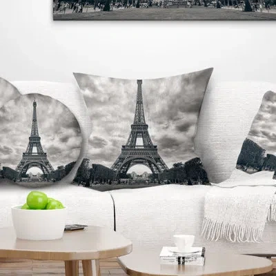 Design Art Skyline Photography Paris Eiffel Tower Under Dramatic Sky Throw Pillow