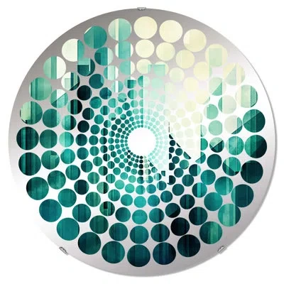 Design Art Skyscrapers Teal Towers High Rise City I - Radial Dot Decorative Mirror|round In Blue