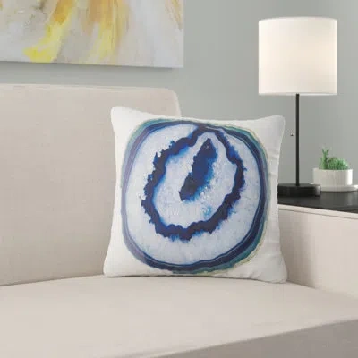 Design Art Slice Of Beautiful Blue Agate - Abstract Printed Pillow