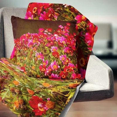 Design Art Small Red Flowers In Spring Photo - Floral Printed Pillow
