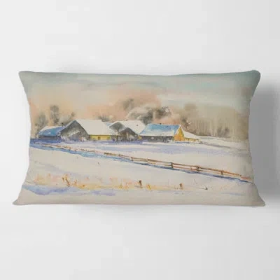 Design Art Small Village At Sunset Cove With Snow Rectangular Pillow Cover & Insert