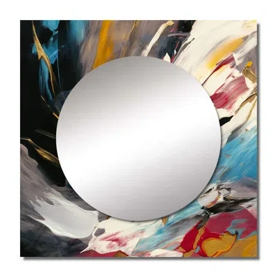 Design Art Smooth Bliss Abstract Gold Black Blue I - Abstract Painting Square Mirror For Wall Art Decor In Blue;black;green;gray;white;red;yellow;p