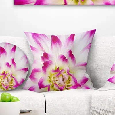 Design Art Smooth White Rose Floral Petals - Floral Printed Throw Pillow