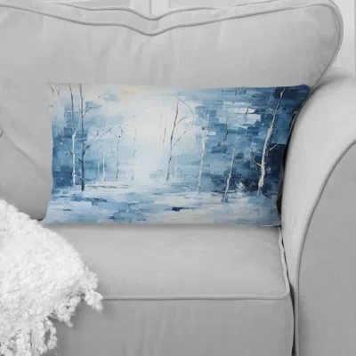 Design Art Snow Winters Solitude Ii - Snow Printed Throw Pillow In Blue;white