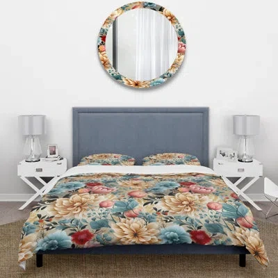 Design Art Soft Color Floral Garden Beauty Duvet Cover Set In Blue;beige;pink