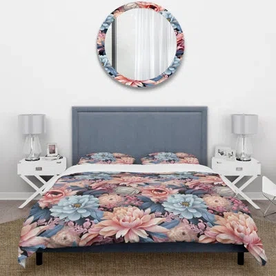 Design Art Soft Color Floral Garden Beauty Ii Duvet Cover Set In Blue;pink