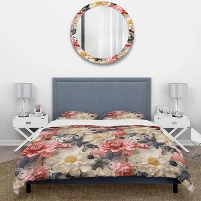 Design Art Soft Color Floral Garden Beauty Iv Duvet Cover Set In Beige;pink