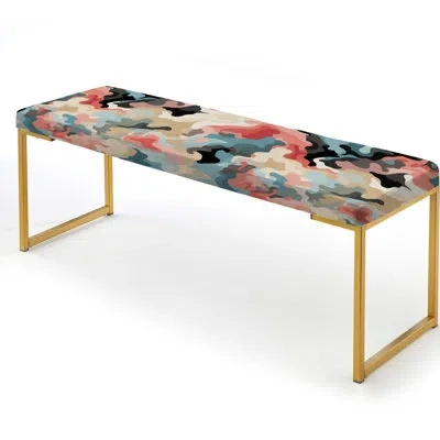 Design Art Soft Color Fusion Ideational Current - Camouflage Upholstered Gold Bench