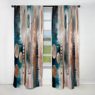 Design Art Soft Colors Shapes And Lines Marble Iv - Abstract Marble Marble Blackout Curtain - 1 Panels In Pink;gold