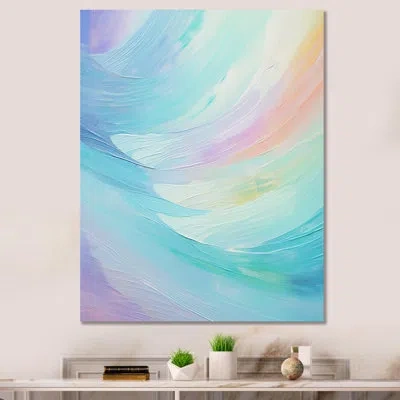 Design Art Soft Cyan Rainbow Whisper On Canvas Print In Wrapped Canvas