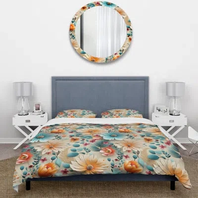 Design Art Soft Pastels Flower Accents I Bedding In Blue