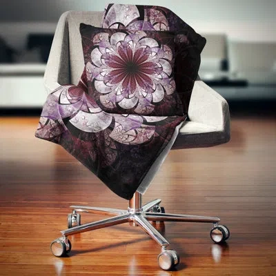 Design Art Soft Pink Digital Art Fractal Flower - Floral Printed Pillow