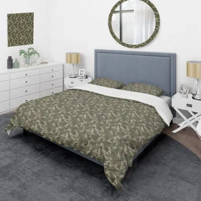 Design Art Soldier Green Camouflage - Abstract Duvet Cover Set - Microfiber Polyester