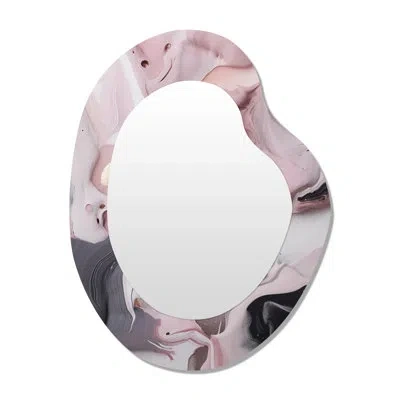 Design Art Solid Marble Paint Artwork Iii - Marble Asymmetrical Large Wall Mirror, Modern Irregular Shape Uniqu In White;pink