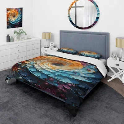 Design Art Solitary Spiral Colorful Arc Rainbow Iii - Abstract Spirals Duvet Cover Set