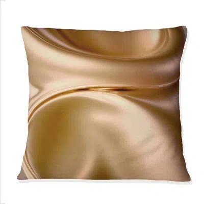 Design Art Sophistication In Exquisite Pink And Gold Viii - Abstract Liquid Ink Printed Throw Pillow In Yellow;pink