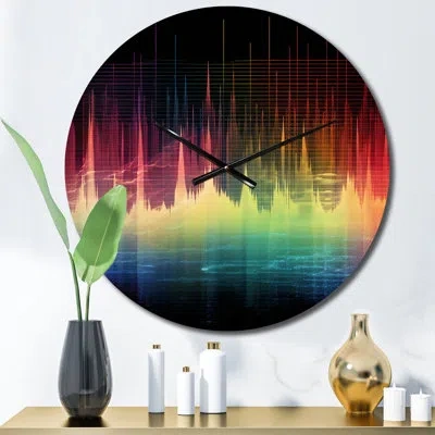 Design Art Sounds Of The Waves Spectogram Metal Wall Clock In Multi-color