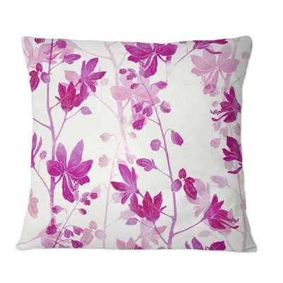 Design Art Southern Fuchia Flowers - Patterned Printed Throw Pillow In Purple