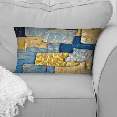 Design Art Southern Sunrise Abstract Expressionism - Abstract Collages Printed Throw Pillow In Blue;yellow