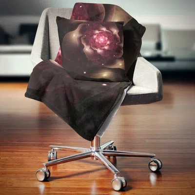 Design Art Sparkling Dark Fractal Flower Digital Art - Floral Printed Throw Pillow In Purple