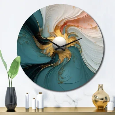 Design Art Spiral Miracle Of Cosmic Delight Iv Metal Wall Clock In Blue;gold