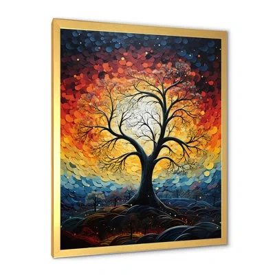 Design Art Spiritual Embrace Baobab Tree Ii - Tree Baobab Canvas Prints In Gold Single Picture Framed