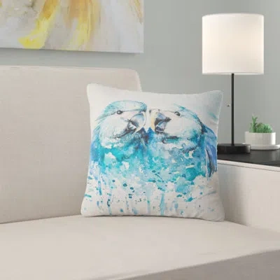 Design Art Spix S Macaw Watercolor - Animal Printed Pillow In Blue