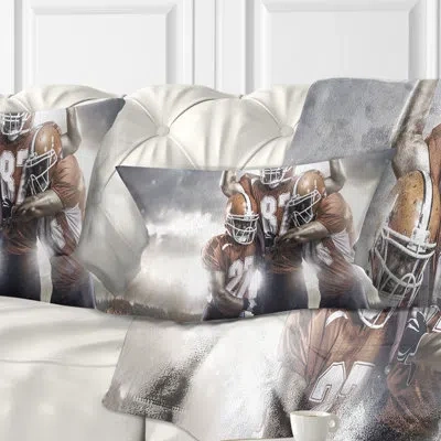 Design Art Sport American Football Players On Stadium Lumbar Pillow