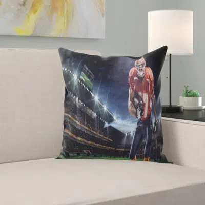 Design Art Sport American Footballer In Action On Stadium Pillow In Blue;red