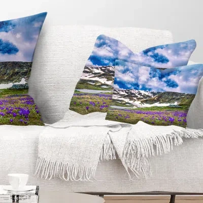 Design Art Spring Blooming Crocus Flowers Landscape Printed Pillow