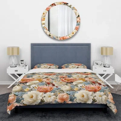 Design Art Spring Bouquet Botanical Pattern I Bedding In Beige;orange