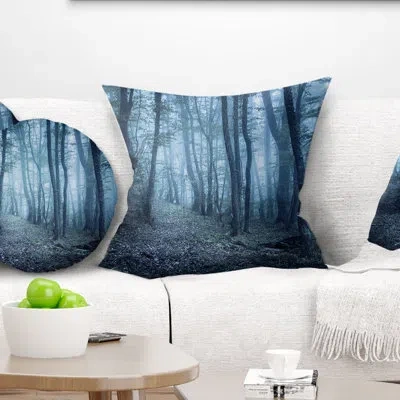 Design Art Spring Foggy Forest Trees - Landscape Printed Pillow