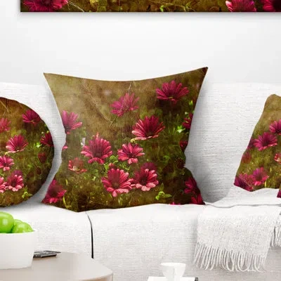 Design Art Spring Garden With Little Red Flowers - Floral Printed Pillow