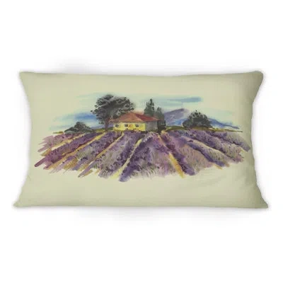 Design Art Spring Landscape With Blooming Lavender -1 Country Printed Throw Pillow