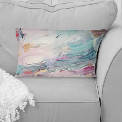 Design Art Spring Miracles In Tender Retro Pastel - Abstract Painting Printed Throw Pillow In Blue;pink