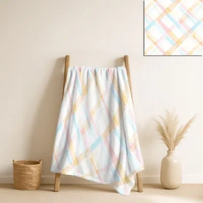 Design Art Spring Plaid – Ombre Plush Blanket, Farmhouse Fleece Throw In Orange;blue