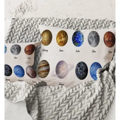 Design Art Square,all Planets United - Modern Printed Throw Pillow In Blue;black;brown;green;red;yellow